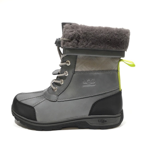 UGG BUTTE II CWR SNOW BOOTS -METAL GRAY WATERPROOF LEATHER -KIDS US 4 -NEW - Picture 3 of 11